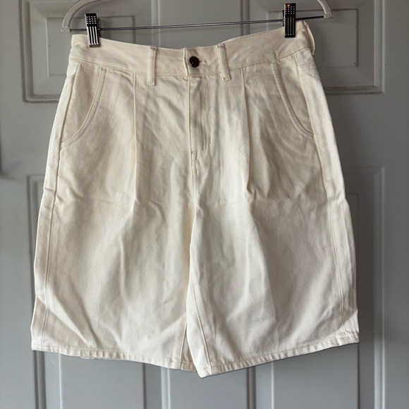 J. Crew Pants - J. Crew ivory pleated denim shorts size 26